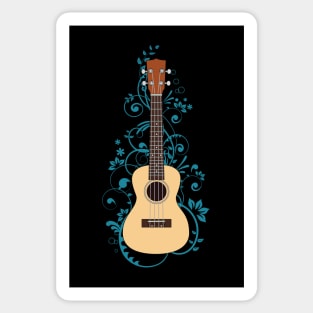 Natural Ukulele Flowering Vines Sticker